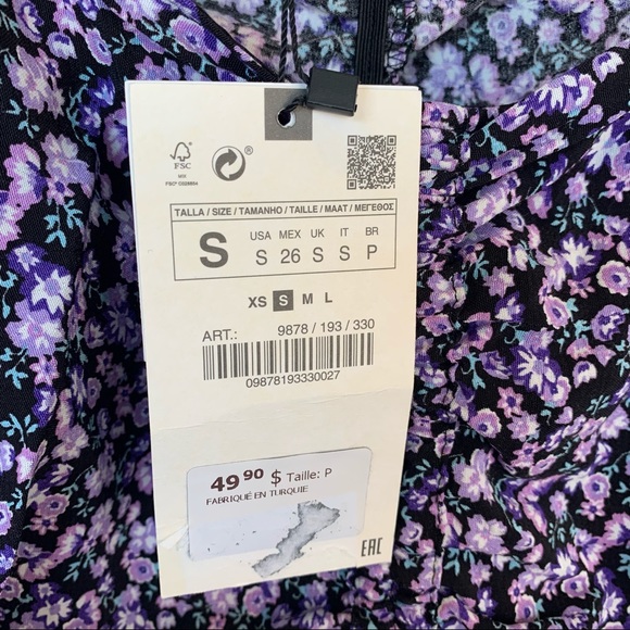 NWT ZARA Purple Cropped Off-the-shoulder top - Picture 3 of 7